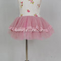 New design twill fabric pink mesh princess dress